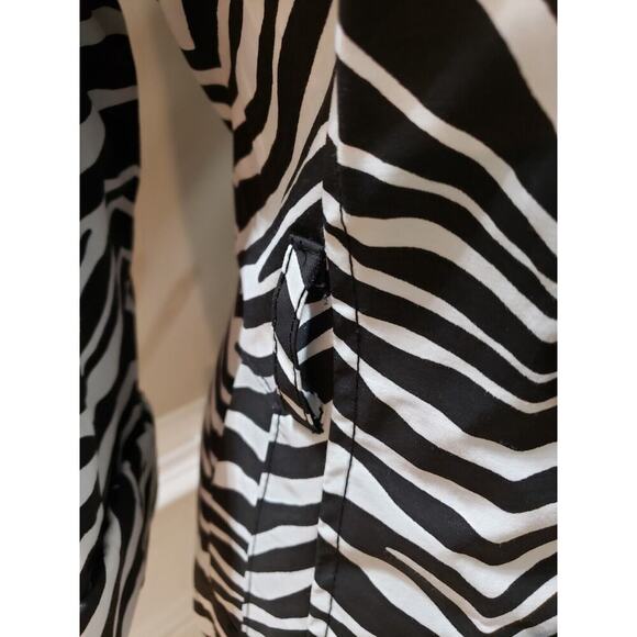Grace Elements Women's Black White Zebra Print Double Breasted Trench Jacket M - Picture 5 of 16